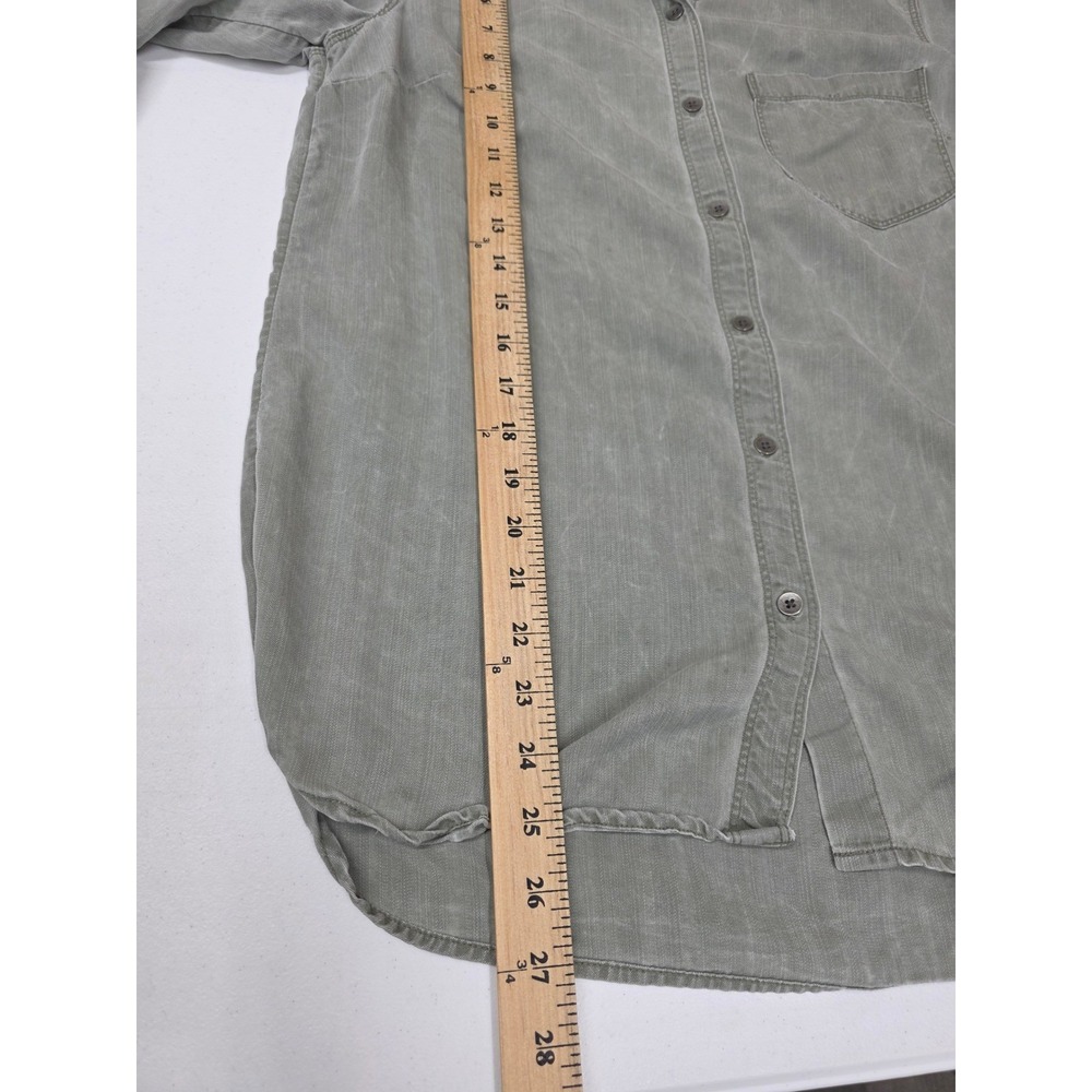 Old Navy Womens Medium Olive Gray Tencel Lyocell Long Sleeve Button Down Shirt - Picture 7 of 8